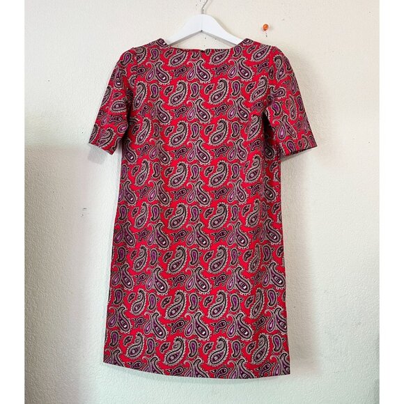 Banana Republic Womens Paisley Print Shift Dress Size 6 Red/Purple Short Sleeve - Picture 1 of 11